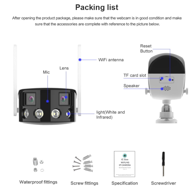 Q38 WIFI Humanoid Recognition AI Alarm 180 Degree Dual 2MP IP Camera, AU Plug, US Plug, EU Plug, UK Plug Q38 WIFI Humanoid Recognition AI Alarm 180 Degree Dual 2MP IP Camera, AU Plug, US Plug, EU Plug, UK Plug